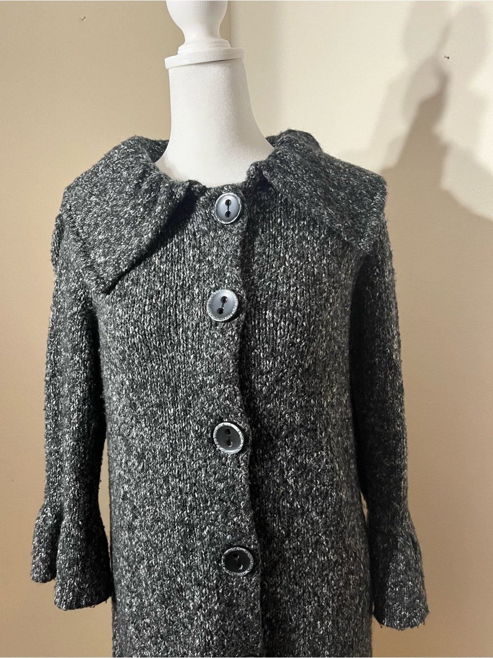 Calvin Klein Charcoal Gray Women's long Button Sweater - Medium